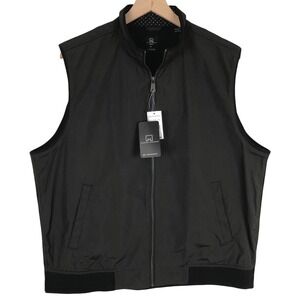 Michael Strahan Mens Mixed Media Vest Black XL Full Zip Moisture Wicking New